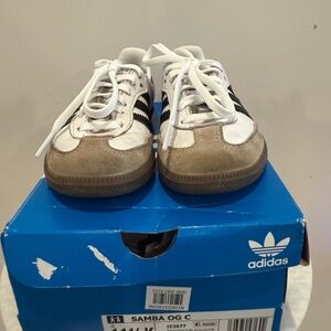 Adidas Samba Classic White, Black & Brown Little Girl Sneakers